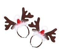 GANAZONO 2 Pièces Serrage-tête à Cheveux Bois de Cerf pour Chien, Bandeau de Noël pour Animaux de Compagnie, Mini Chapeau Rouge, Peluche Courte, Noël, Photos Festives, Chiens