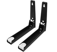 GANAZONO 2 Pièces Support pour Micro-Ondes Pliable en Acier Noir Réglable | Étagère Télescopique 238-408mm, Bras Épais, Montage la Cuisine, Rangement Discret pour Appareils