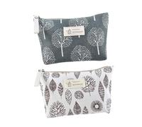 GANAZONO 2 pièces Trousse Maquillage Toile Imprimée Sac Maquillage Femme Multifonction Toile Pochette Rangement Cosmétique Légère et Compacte pour Voyage et Activités Extérieures