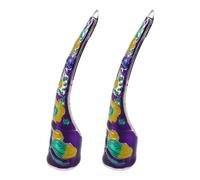 GANAZONO 2pcs Faux Ongles Long Doigt Style Palais en Alliage Bleu, Détachables, Confortables, pour Cosplay, Halloween et Mascarade