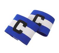GANAZONO 2pièces Brassards de Capitaine de Football Ajustables Élastiques Unisexes avec Fermeture Toucher Lettres C Bleu Blanc pour Adultes
