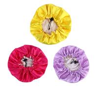 GANAZONO 3 pièces Bonnet de Nuit Garçon Fille Élastique Réglable Satin Double Couche Protection Cheveux Confortable pour Ans Lot de Jaune Rose