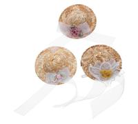 GANAZONO 3 Pièces Mini Pet Hats Set Small Floral Headgear for Chickens Hamsters Parrots and Birds Cute Woven Caps for Parties Holidays and Birthdays