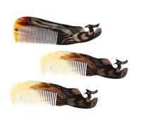 GANAZONO 3 pièces Peigne Corne Naturelle pour Massage et Démêlage des Cheveux Femme Antistatique et Confortable Accessoire Coiffure pour Chevelu Sensible Couleurs Couleur Couleur Aléatoire