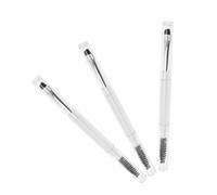 GANAZONO 3 Pièces Pinceau de maquillage portatif brosse biseautée à sourcils pinceau fard à paupières double extrémité Micraches de laminage des sourcils brosse à mascara coudée ABS blanche