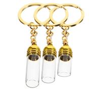 GANAZONO 3pcs Bouteilles Verre Porte-clés Or Distributeur D'huile Essentielle et Design Multifonctionnel pour Paquet à Dos et Présents, Diamètre Trou 4mm