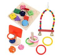 GANAZONO 4 Ensembles Jouets pour Perroquet Coloré Bois Kit Entraînement et Stimulation Intellectuelle pour Oiseaux Accessoires Sûrs et Non Toxiques pour Calopsittes et Couleur Aléatoire