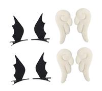 GANAZONO 4 Paires de Barrettes à Cheveux Ailes D’Ange Blanches et Ailes de Démon Noires Accessoires de Déguisement Cosplay pour Fête Halloween Coiffe Décorative Fille Légère et
