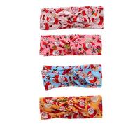 GANAZONO 4 Pièces Bandeaux Cheveux de Noël Élastiques Imprimés Père Noël et Cerf Bandeau Fitness Respirant Serre-tête Noué pour Sport et Usage Quotidien