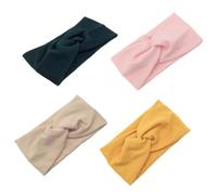GANAZONO 4 pièces Bandeaux de Yoga Coton Lot de Élastiques avec Nœud Croix pour Femmes Accessoires Cheveux Mode Vert Gingembre Beige Rose