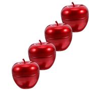 GANAZONO 4 pièces Boîte Métal Pomme Rouge Boîtes Décoratives de Rangement pour Thé Café Bonbons Contenant Original et Spacieux pour Maison Bureau et Noël