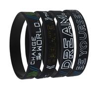 GANAZONO 4 pièces Bracelets Silicone Élastiques Motivants avec Messages Inspirants Dream Be Yourself Create Cadeau Souvenir pour Adultes Adolescents