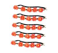 GANAZONO 5 pièces Bandeau Fleur de Tournesol Hawaïen Orange Couronne de Fleurs Bohème pour Fête Plage Accessoire Cheveux Naturel et Réaliste Décoration Hula et Tropical