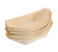 GANAZONO 50 pièces Plateaux Service Jetables Papier Kraft Barquettes Bateau Ouvertes et Écologiques Assiettes Alimentaires Recyclables pour Snacks Frites Brochettes et Barbecue