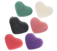 GANAZONO 6 pièces Éponge Nettoyante Visage Forme de Cœur Éponge Exfoliante pour Nettoyage Visage Lot de Vert Blanc Rose Rouge Noir Convient à Tous Types de Peau