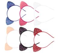 GANAZONO 6 pièces Serre-tête Oreilles de Chat Pailletées pour Fille Bandeau Décoratif Tissu Confortable Accessoire Cosplay et Fête Rouge Orange Noir Blanc Bleu Rose Pastèque