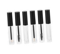 GANAZONO 6 pièces Tube Mascara Vide Portable avec Brosse Applicateur pour Cils Flacon Transparent à Bouchon Noir Mat Récipient pour Crème et Sérum Cosmétique Voyage et Maquillage Quotidien