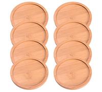 GANAZONO 8 Pièces Porte-Pot Succulent Petite Soucoupe Végétale Plateau De Jardinière en Bois Bacs D'égouttement pour Plantes sous-bocks Soucoupe en Bois Soucoupes Fleurs Bambou Miniature