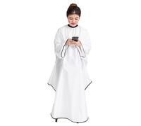 GANAZONO Blouse De Coiffure Imperméable Blanche Avec Manches Pour Adulte, Cape De Coiffure Unisexe Réglable, Tissu Polyester Fin, Accessoire Professionnel Pour Salon Et Usage Domestique