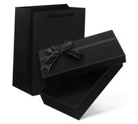 GANAZONO Boîte Cadeau Rectangulaire Noire avec Nœud Coffret Cadeau Rigide et pour Anniversaire Mariage Noël