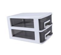 GANAZONO Boîte de Rangement en Plastique Transparente et Noire, Armoire à Tiroirs 2 Niveaux Moyen Format, Organiseur de Bureau Multifonctionnel, Porte-objets Cosmétiques, Rangement