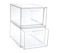 GANAZONO Boîte de Rangement Transparente pour Cosmétiques 2Pcs Organisateur Empilable Contenant à Maquillage Porte-Rouges à Rangement Bureau Étui à Cosmétiques