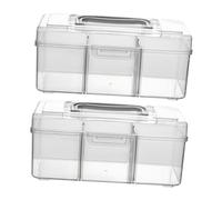 GANAZONO Boîte de Remède Ménagère Transparente Petite Taille en Plastique Rigide Poignée, Rangement Médical Pratique Maison Dortoir, Lot de 2 Boîtes de Rangement Compactes