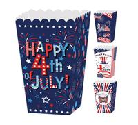 GANAZONO Boîtes à Pop-corn 4pcs Papier Réutilisables pour Célébrations du 4 Juillet et Soirées en Plein Air
