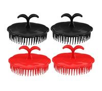GANAZONO Brosse pour Cuir Chevelu Mouillé et Sèche Ronde, Lot de 4 Pièces, Plastique Souple, Masseur Exfoliant du Cuir Chevelu, Usage Bain et Massage Quotidien, Convient à Tous Types