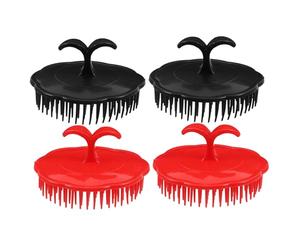 GANAZONO Brosse pour Cuir Chevelu Mouillé et Sèche Ronde, Lot de 4 Pièces, Plastique Souple, Masseur Exfoliant du Cuir Chevelu, Usage Bain et Massage Quotidien, Convient à Tous Types