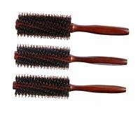 GANAZONO Brosse Ronde Poils Naturels avec Manche Bois pour Séchage et Coiffage Conception Ergonomique et pour Cheveux Bouclés et Lisses Couleur Aléatoire Couleur Aléatoire