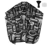 GANAZONO Cape de Coiffure Noire Imperméable 1 Pièce avec Protège-Nuque Jetable et Brosse à Cheveux - Kit Professionnel Complet pour Salon de Coiffure et Coupe à Domicile