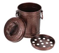 GANAZONO Cendrier Créatif en Fer Marron, Petit Seau avec Couvercle, Style Vintage Métal, Portable et Facile à Nettoyer, pour Hôtel et Patio