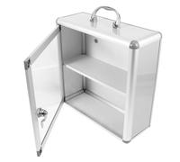 GANAZONO Coffret Mural en Métal Argenté Double Compartiments, Étui à Remède Visible et Facile à Organiser, pour Équipes Sportives ou Bureaux