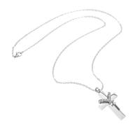 GANAZONO Collier Urne Funéraire pour Cendres Animaux Acier Inoxydable avec Pendentif Croix Ajustable Accessoire Commémoratif pour Chats et Chiens