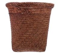 GANAZONO Corbeille de Bureau en Paille Tissée, Style Rétro, Couleur Café | Couvercle, Bords Lisses et Arrondis, Rangement Polyvalent, Idée Présent de Pendaison de Crémaillère