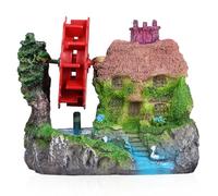 GANAZONO Décoration d'Aquarium 1 Pièce Maison Chaumière Roue à Eau Pneumatique Décor Miniature en Pierre Accessoire Décoratif Stable pour Micro-Paysage Aquatique et Fourniture Aquarium