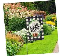 GANAZONO Drapeau de Jardin Extérieur Surdimensionné Polyester avec Motif à Carreaux Noir et Blanc Décoration Durable pour Pelouse et Jardin