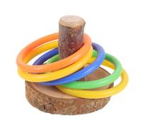 GANAZONO Éducatif pour Perroquet Bois et Plastique de Anneaux Colorés Intelligence pour Perruches Stimule Exercice Développement Mental des Oiseaux Couleur Aléatoire Couleur Aléatoire