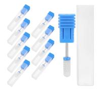 GANAZONO Embouts de Ponçage Manucure Céramique 10 Pcs Cylindre Moyen Forets à Ongles Universels pour Retrait Gel et Polissage Professionnel Usage Nail Drill