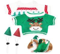 GANAZONO Ensemble De Costume De Noël pour Petits Animaux De Compagnie Chapeaux Élastiques Verts Et Rouges 5,5x8 Cm en Tissu Confortable, Vêtements Festifs Adaptés Cochons D’Inde, Lapins, Hamsters