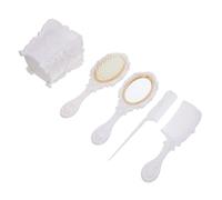 GANAZONO Ensemble Peigne de Massage du Cuir Chevelu et Miroir Portable Taille Standard Blanc Élégant Pvc pour Femmes Usage Salon de Coiffure et Voyage