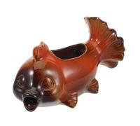 GANAZONO Fontaine Décorative en Céramique pour Aquarium - Figurine Carpe Koï Rouge en Terre Cuite - Fontaine de Jardin sans Pompe Système de Filtration Intégré Décoration Zen pour Bassin