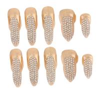 GANAZONO Griffe à Ongles Avec Cristaux 10 Pièces Jeu Taille Petite Moyenne Grosse Décorative Pour Fête Cosplay Accessoire D’ongles Rose Doré