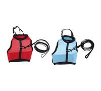 GANAZONO Harnais Ajustable pour Lapin en Maille Respirante Lot de 2 Harnais-Gilets Anti-Traction Rouge et Bleu Clair Taille L avec Laisse Robuste pour Promenades en Extérieur et Dressage