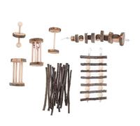 GANAZONO Jouet à Mâcher Naturel pour Cobaye et Lapin en Bois Solide, Lot de 7 Set de Pièces, Jeu D’Escalade pour Cage, Accessoire Réconfortant pour Petits Animaux Domestiques