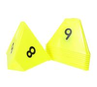 GANAZONO Lot de 10 Cônes de Marquage de Terrain Triangulaires Jaunes Fluorescents Numérotés 1-10, Cônes d'Entraînement Sportif pour Football et Athlétisme, Marqueurs d'Agilité Résistants