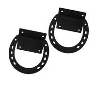GANAZONO Lot de 2 Anneaux D'attache en Acier Robuste 11x12,5x5,5 Cm Noir avec Vis Accessoires Anti-traction pour Box à Chevaux, Fixation Sécurisée pour Écurie et Équipement D'attelage