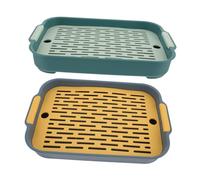 GANAZONO Lot De 2 Bacs à Litière Carrés Anti-Renversement pour Lapins Et Petits Animaux, Plastique Solide, Couleurs Bleu Clair Et Vert Pâle, Apprentissage Propreté en Intérieur Et Extérieur