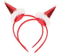 GANAZONO Lot de 2 Bandeaux Chapeau de Père Noël Rouge Garçon et Filles Mini Bonnet de Noël en Tissu Doux Serrage-Tête Décoratif pour Fêtes et Cosplay Accessoire Léger et Confortable